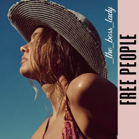 Free People hat woven boho beach dipped crown wide brim cowboy distressed - Picture 1 of 5